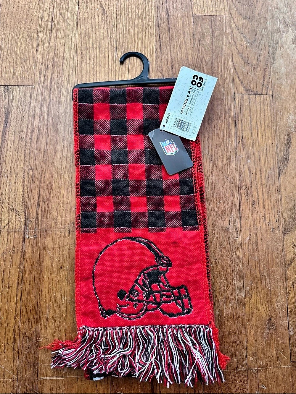 NFL Cleveland Browns scarf Checkered Scarf in Red & Black NWT